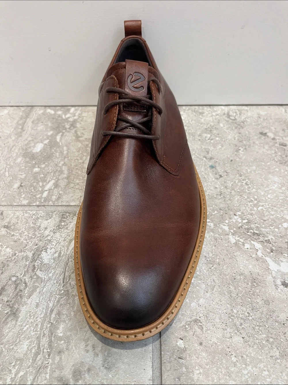 Ecco Men's Brown Leather Derby Shoes with Tan Welt